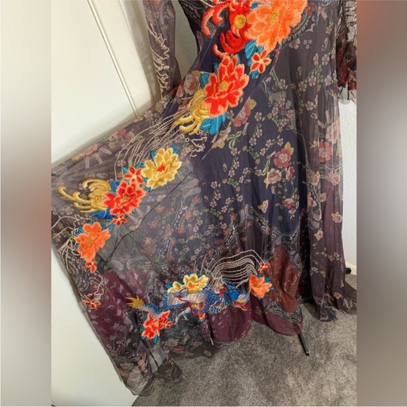 Johnny Was Kyler Mesh Dress Size XXS Embroidery w/ many loose threads throughout - Picture 7 of 14